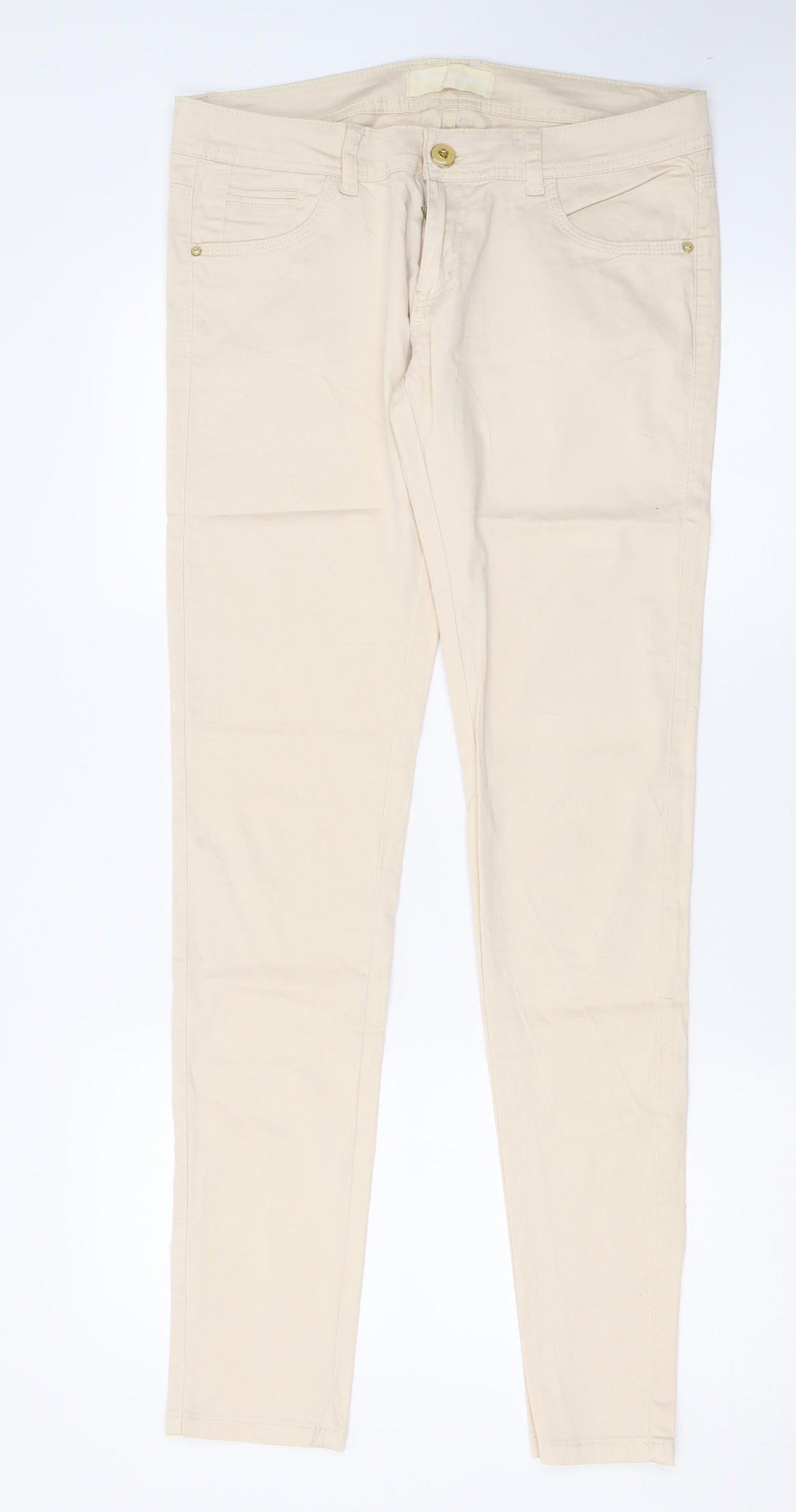R Ping Womens Beige  Cotton Trousers  Size 14 L32 in Regular Button