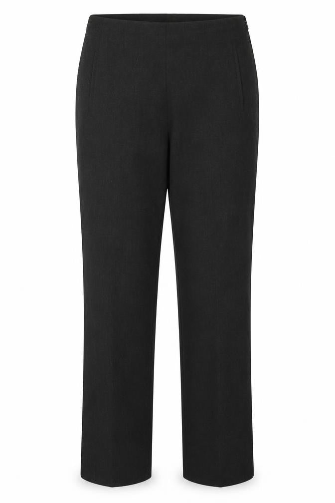 Front view of Lakeland women’s grey polyester trousers, size UK 16, 27-inch leg regular zip