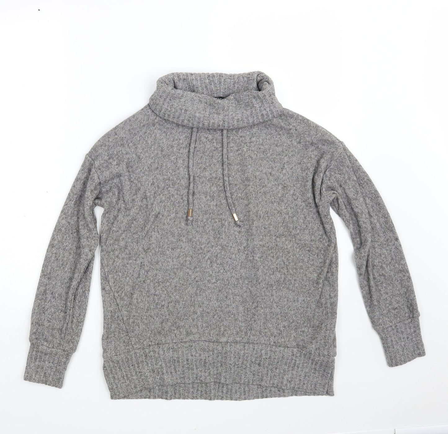 F&F Womens Grey High Neck  Polyester Pullover Jumper Size 6