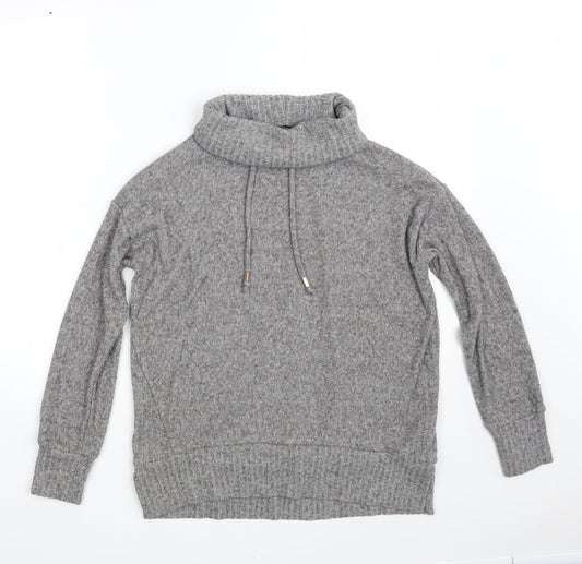 F&F Womens Grey High Neck  Polyester Pullover Jumper Size 6