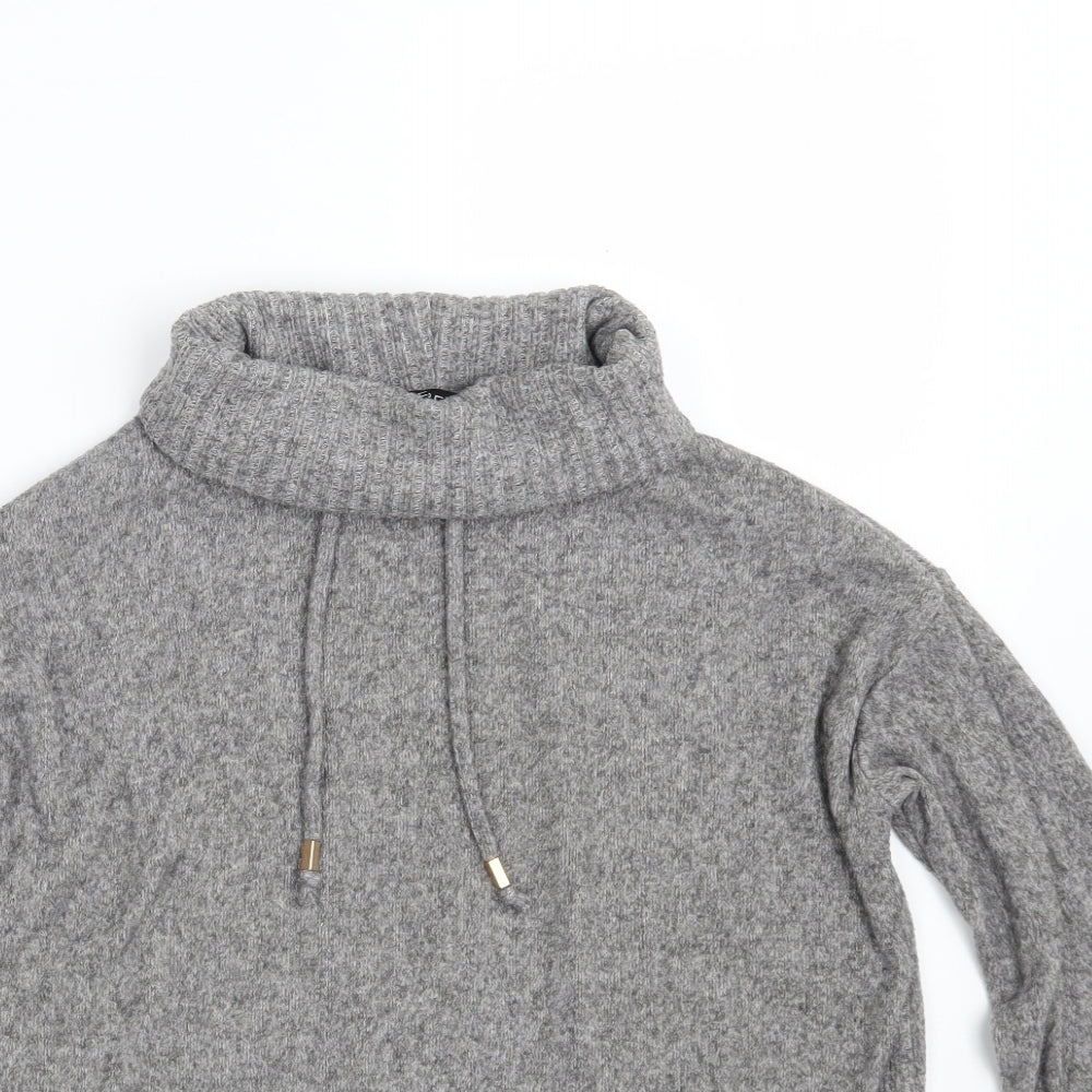 F&F Womens Grey High Neck  Polyester Pullover Jumper Size 6