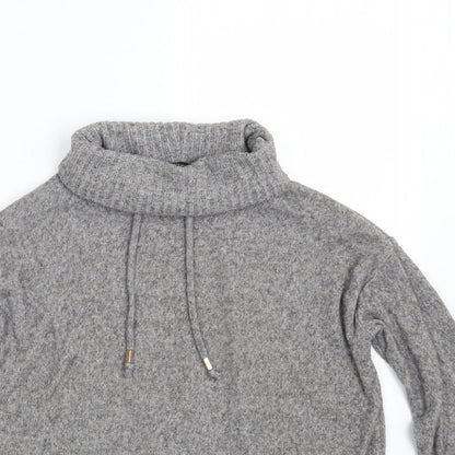 F&F Womens Grey High Neck  Polyester Pullover Jumper Size 6