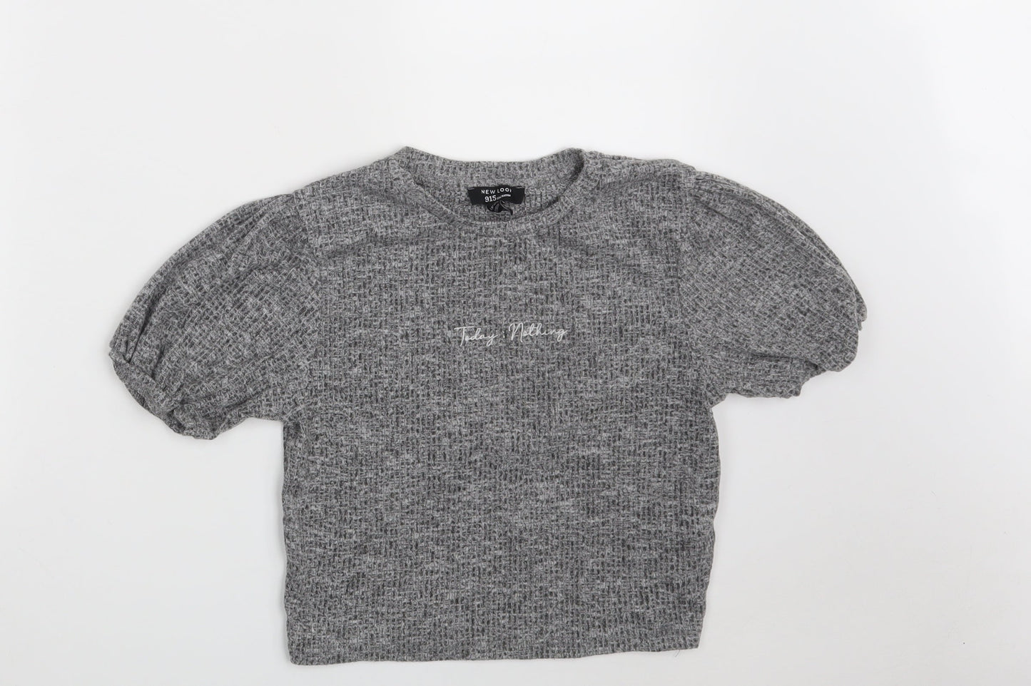 New Look Girls Grey  Polyester Cropped Blouse Size 12-13 Years Round Neck
