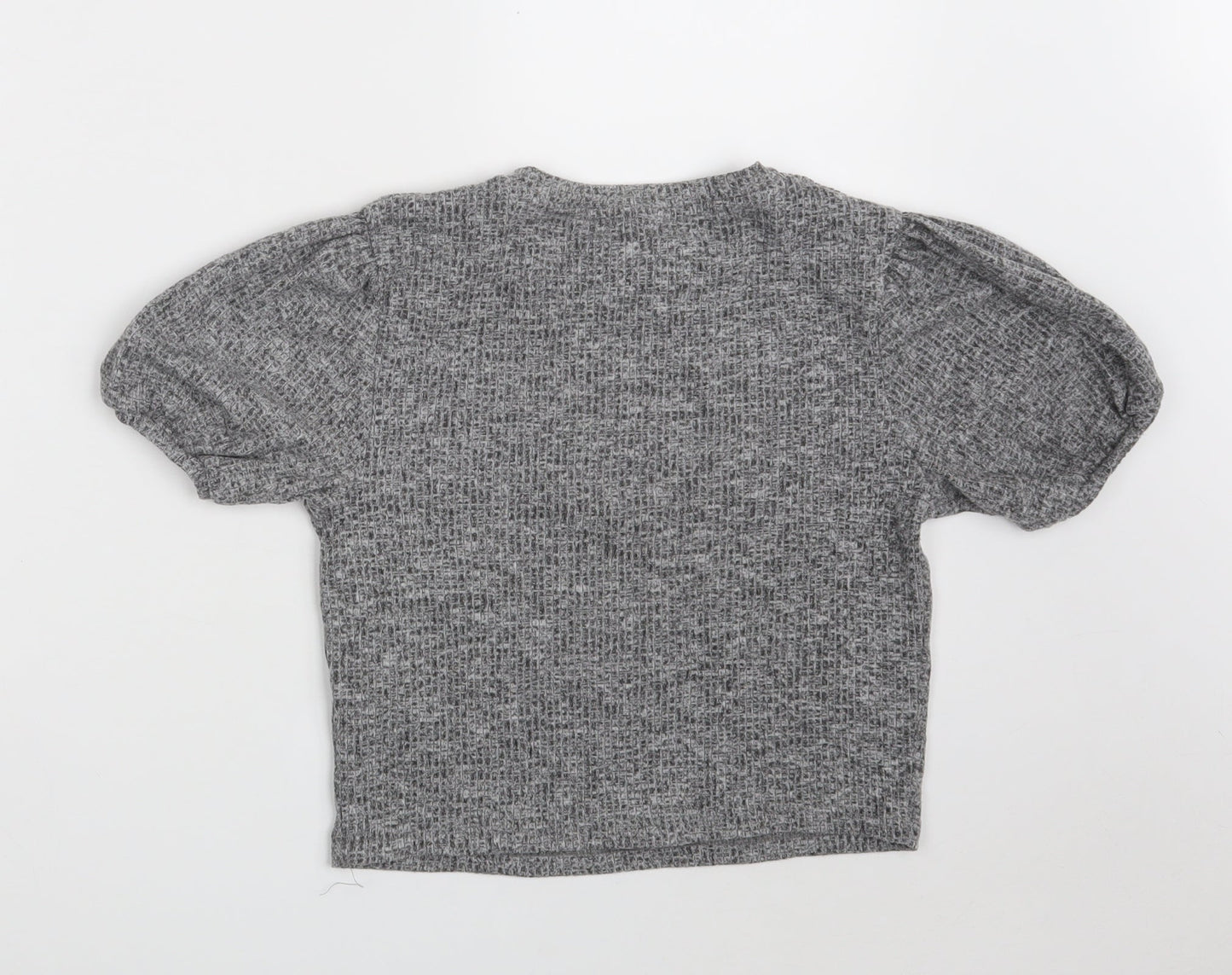 New Look Girls Grey  Polyester Cropped Blouse Size 12-13 Years Round Neck