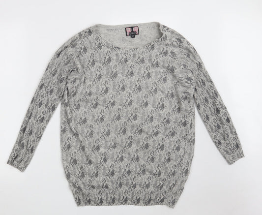 Womens UK Size 12 Ribbon Grey Pullover Jumper