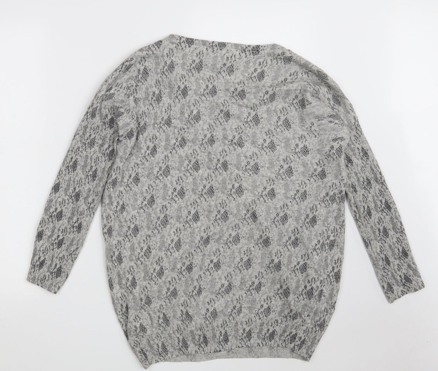 Womens UK Size 12 Ribbon Grey Pullover Jumper
