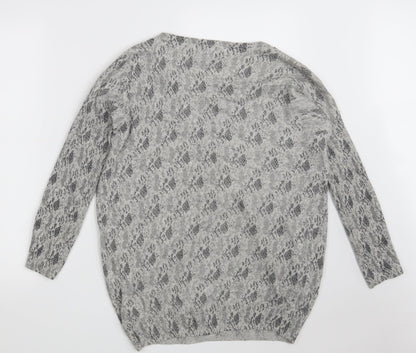 Womens UK Size 12 Ribbon Grey Pullover Jumper