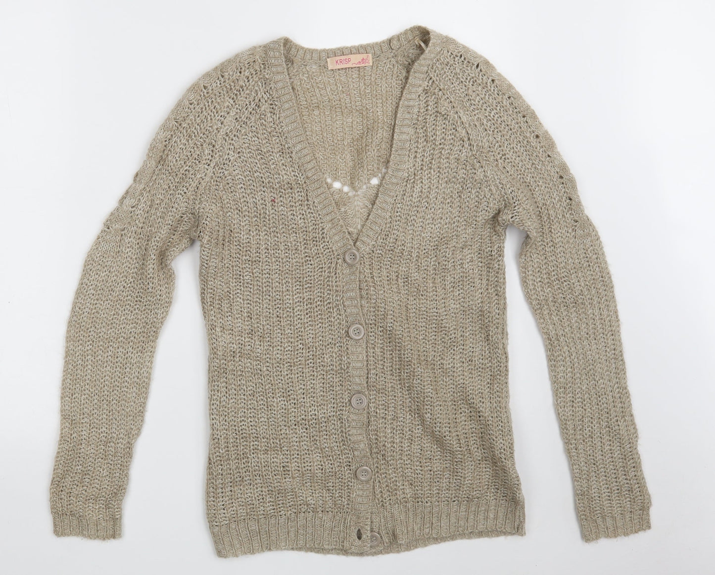 Womens UK Size 8 Krisp Beige Cardigan Jumper
