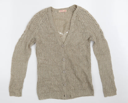 Womens UK Size 8 Krisp Beige Cardigan Jumper