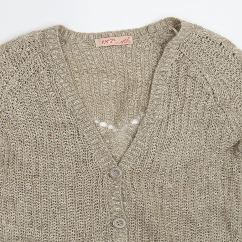 Womens UK Size 8 Krisp Beige Cardigan Jumper