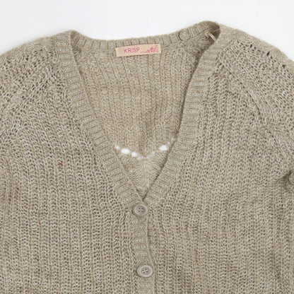 Womens UK Size 8 Krisp Beige Cardigan Jumper