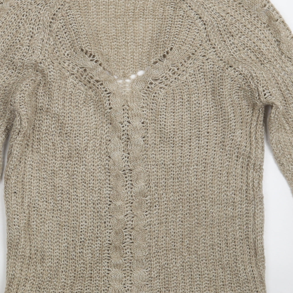 Womens UK Size 8 Krisp Beige Cardigan Jumper