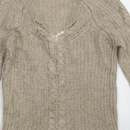 Womens UK Size 8 Krisp Beige Cardigan Jumper