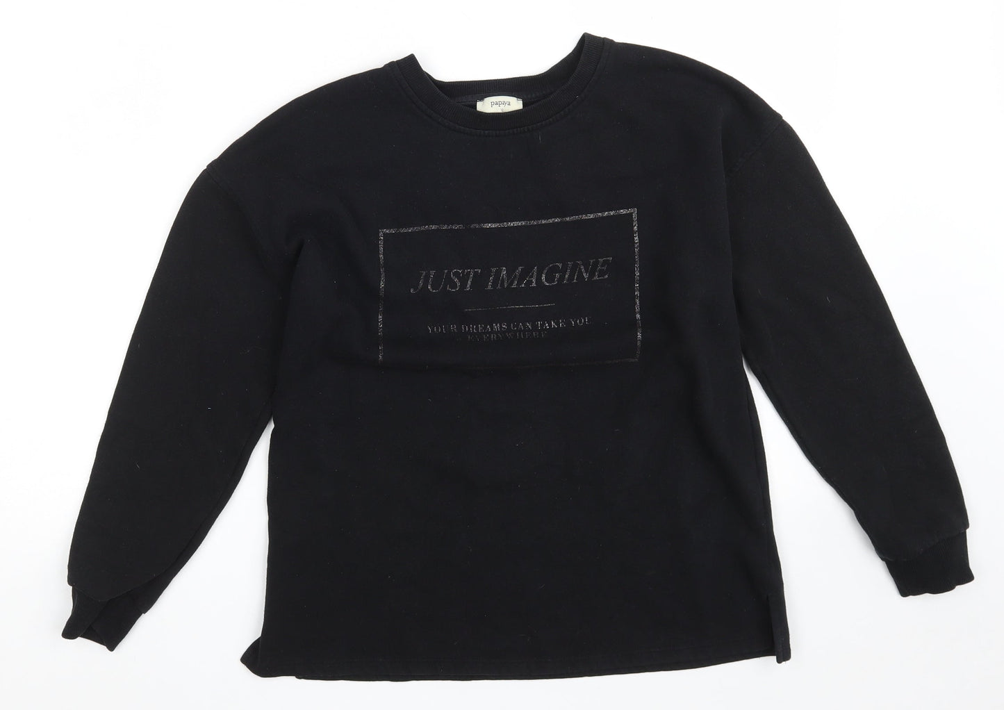 Papaya Womens Black  Cotton Pullover Sweatshirt Size 12   - JUST IMAGINE