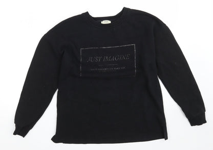 Papaya Womens Black  Cotton Pullover Sweatshirt Size 12   - JUST IMAGINE