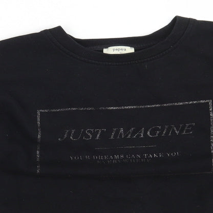 Papaya Womens Black  Cotton Pullover Sweatshirt Size 12   - JUST IMAGINE