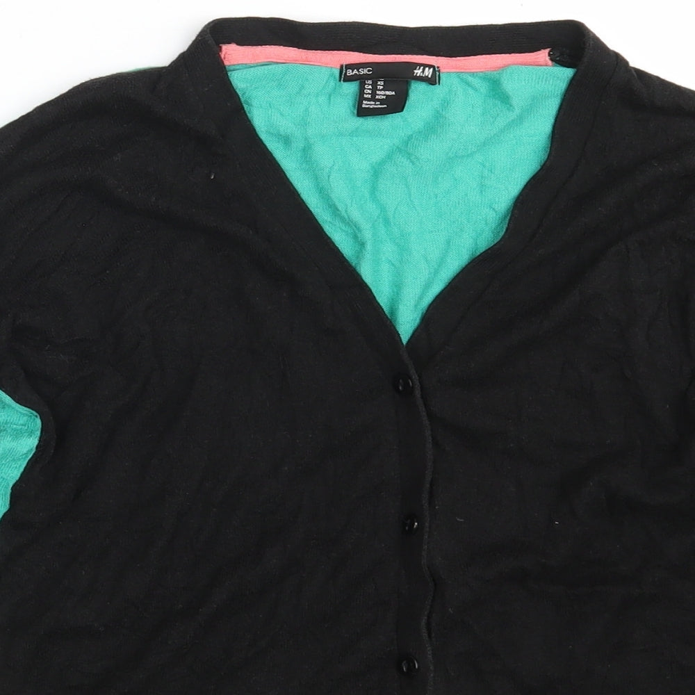 Womens UK Size XS H&M Black Cardigan Jumper