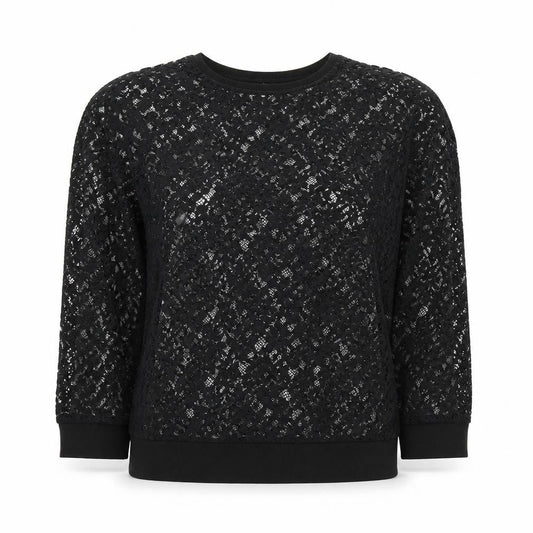 Front view of Atmosphere women’s black floral polyester basic blouse, size UK 10, round neck