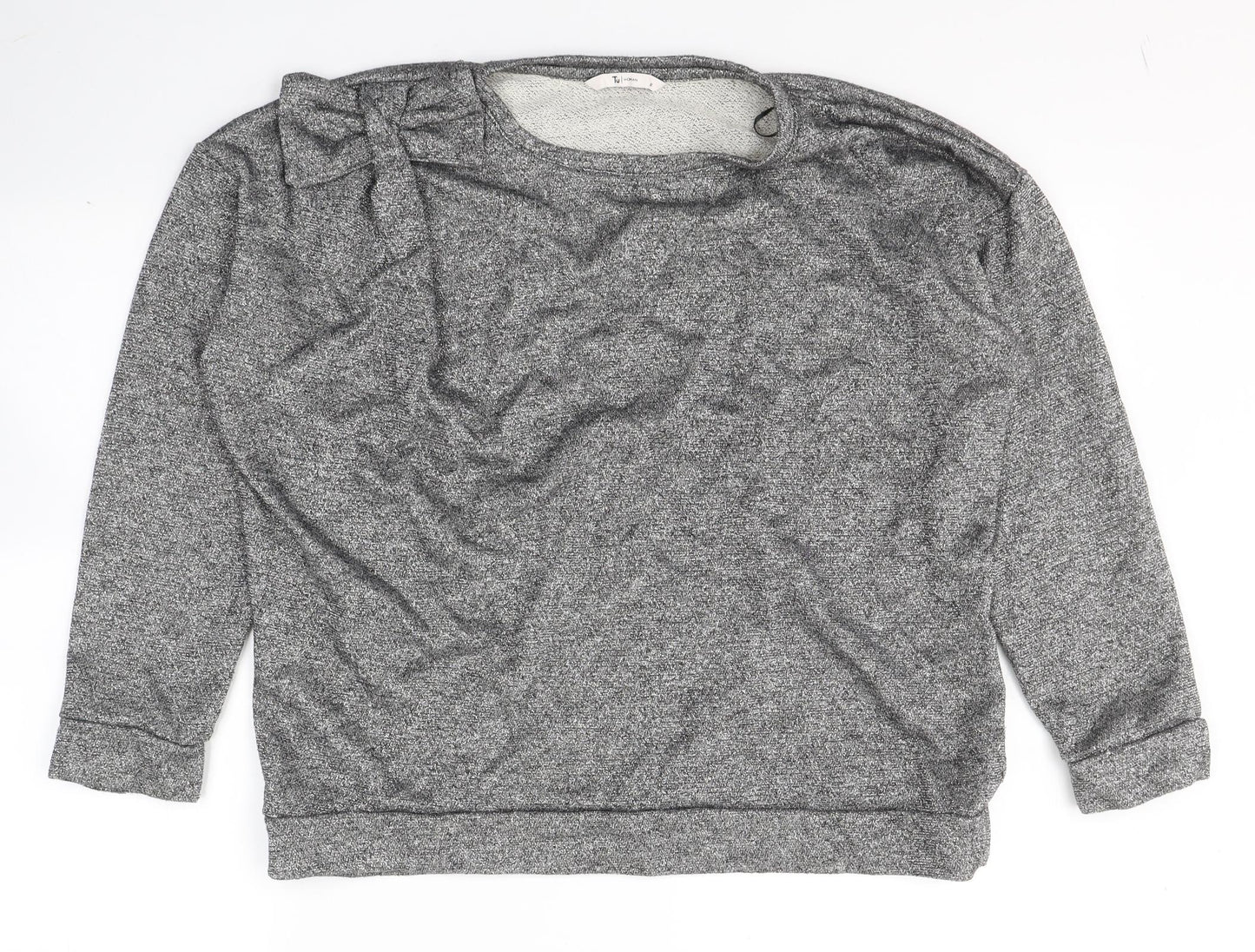 TU Womens Grey  Cotton Basic Blouse Size 16 Round Neck