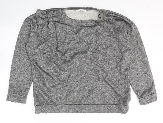 TU Womens Grey  Cotton Basic Blouse Size 16 Round Neck