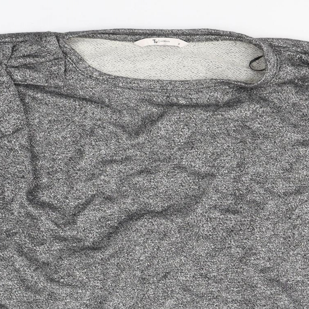 TU Womens Grey  Cotton Basic Blouse Size 16 Round Neck
