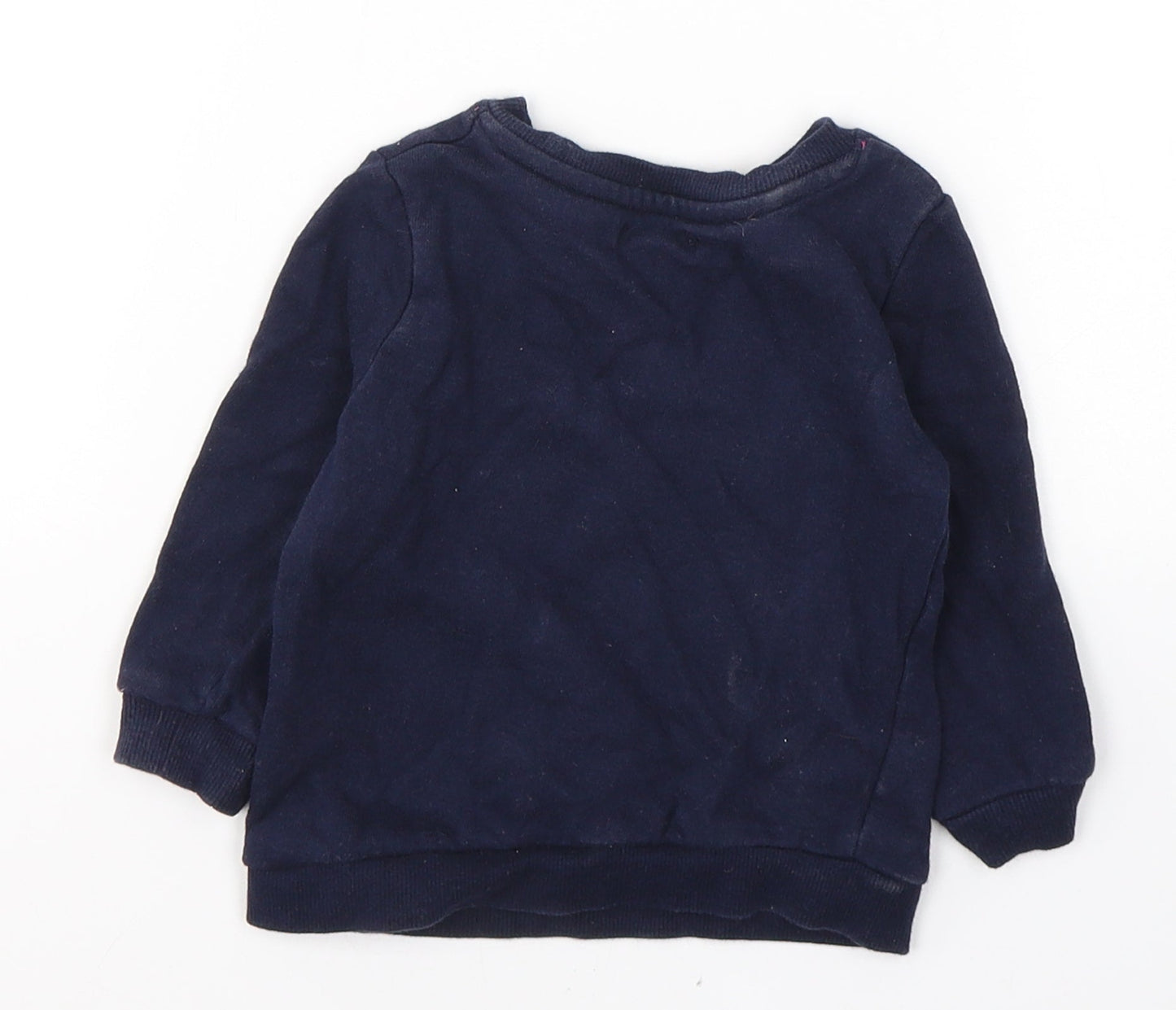 Baby Girls Blue  Cotton Pullover Casual Size 9-12 Months Round Neck Pullover