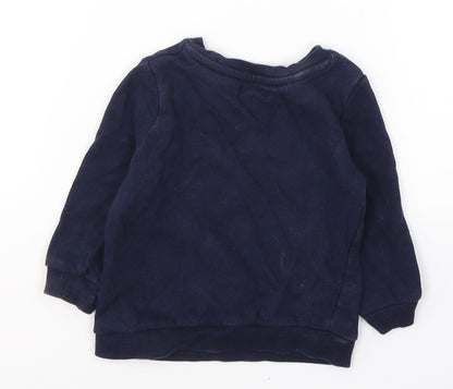 Baby Girls Blue  Cotton Pullover Casual Size 9-12 Months Round Neck Pullover