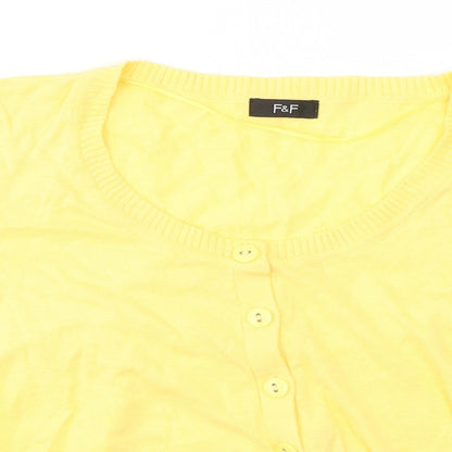F&F Womens Yellow  100% Cotton Basic T-Shirt Size 14 V-Neck