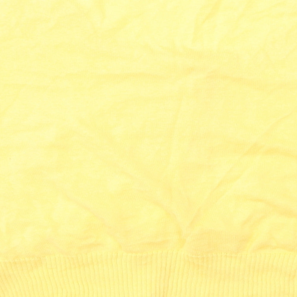 F&F Womens Yellow  100% Cotton Basic T-Shirt Size 14 V-Neck