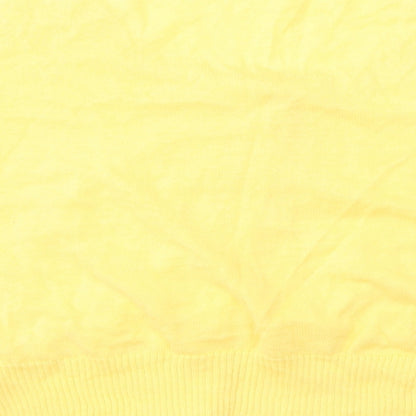 F&F Womens Yellow  100% Cotton Basic T-Shirt Size 14 V-Neck