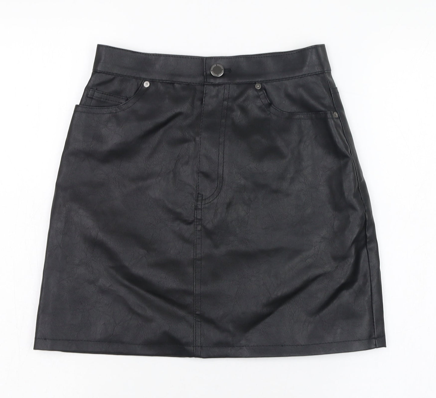 H&M Womens Black  Polyester Straight & Pencil Skirt Size 6   Zip