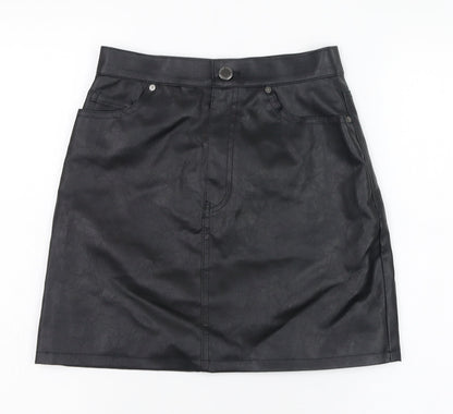 H&M Womens Black  Polyester Straight & Pencil Skirt Size 6   Zip