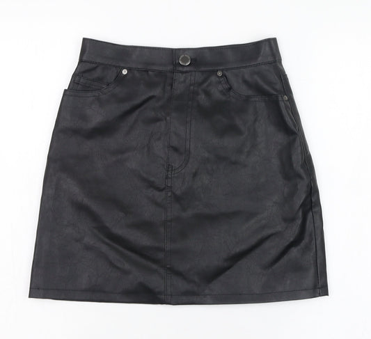 H&M Womens Black  Polyester Straight & Pencil Skirt Size 6   Zip