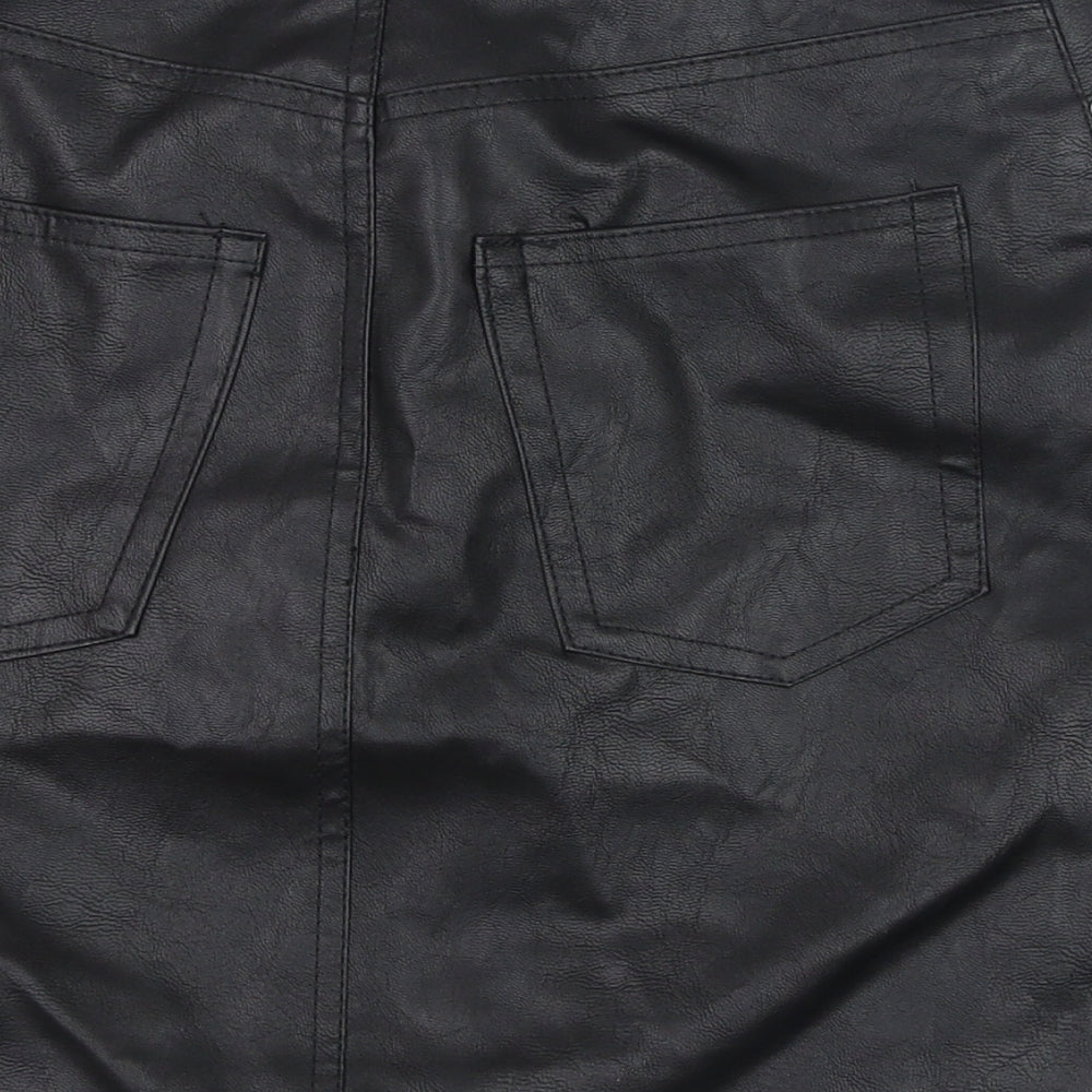 H&M Womens Black  Polyester Straight & Pencil Skirt Size 6   Zip