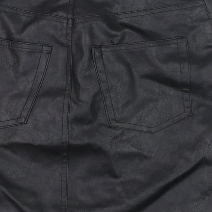 H&M Womens Black  Polyester Straight & Pencil Skirt Size 6   Zip