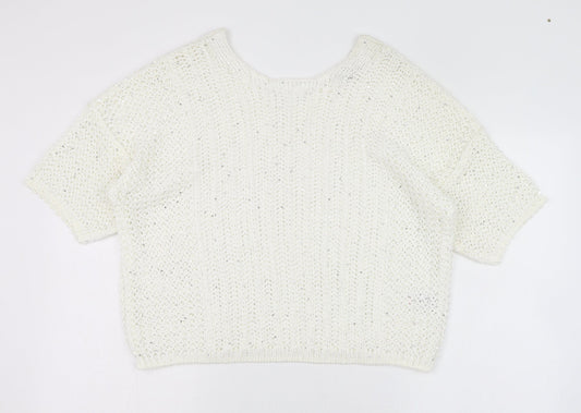 Womens UK Size M NEXT White Pullover Jumper