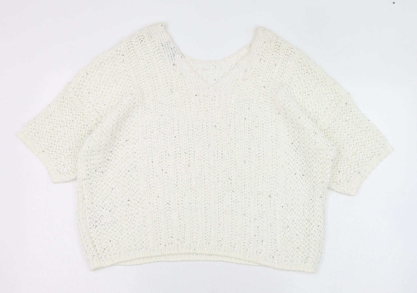 Womens UK Size M NEXT White Pullover Jumper
