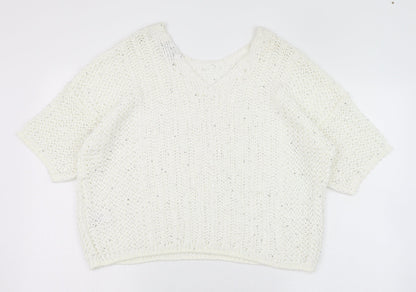Womens UK Size M NEXT White Pullover Jumper
