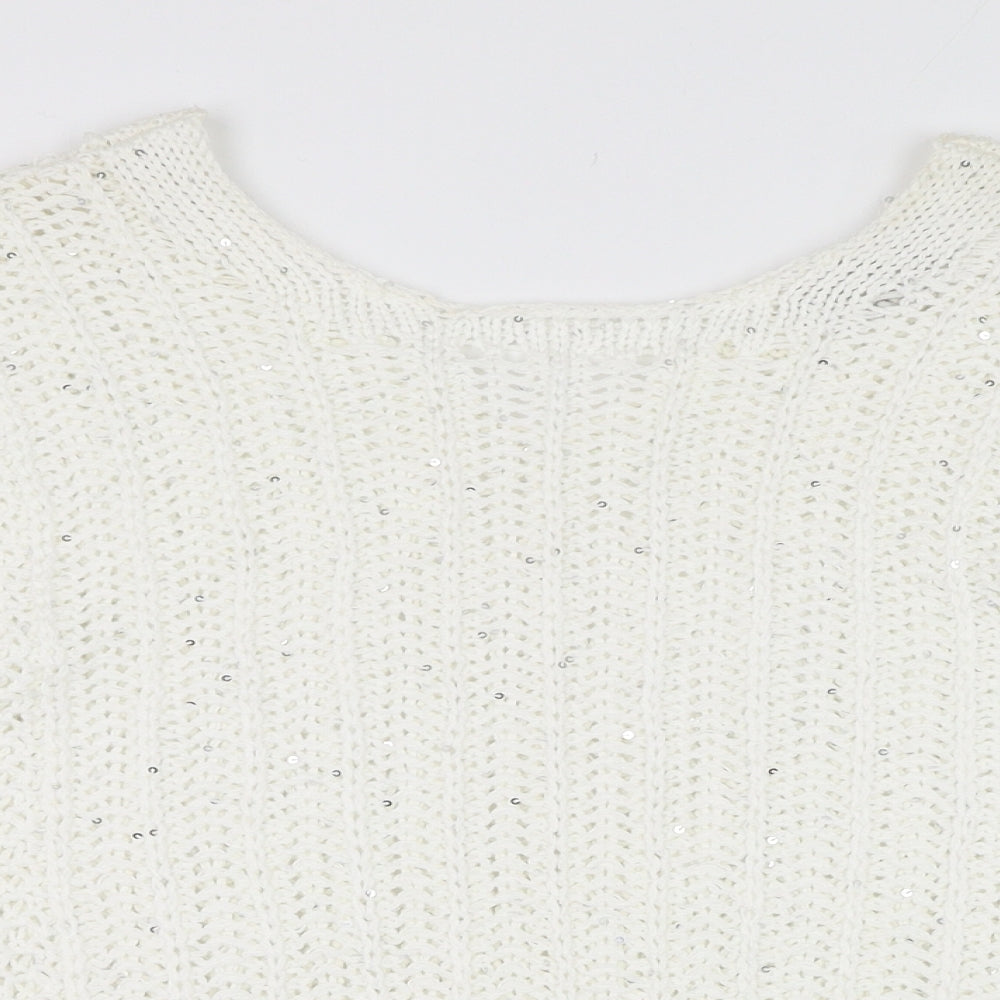 Womens UK Size M NEXT White Pullover Jumper