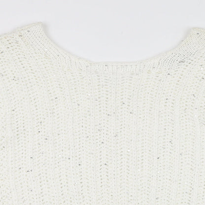 Womens UK Size M NEXT White Pullover Jumper