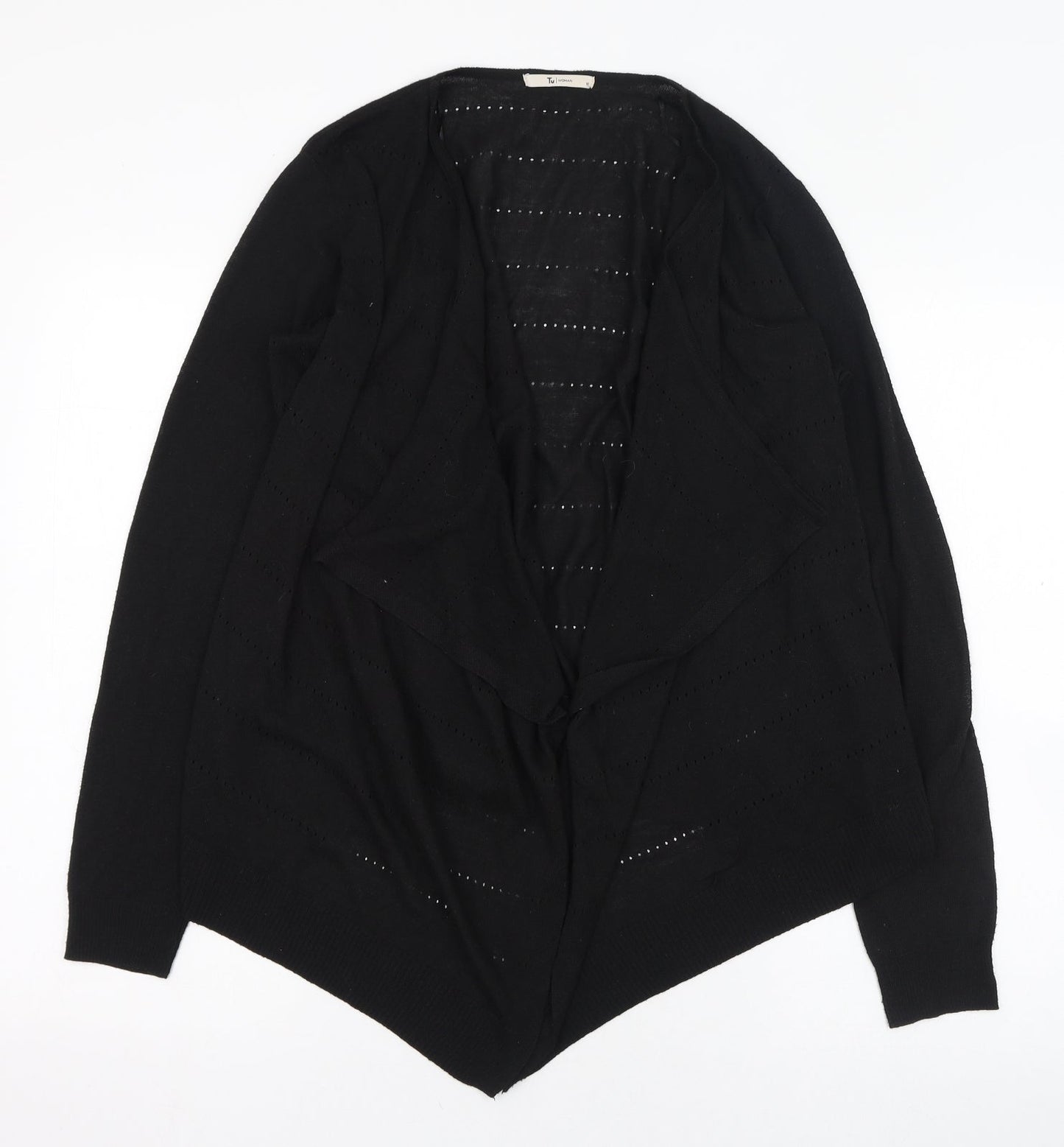 TU Womens Black Round Neck  Polyester Cardigan Jumper Size 10