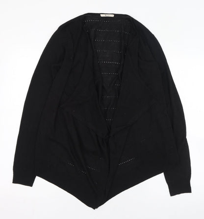 TU Womens Black Round Neck  Polyester Cardigan Jumper Size 10