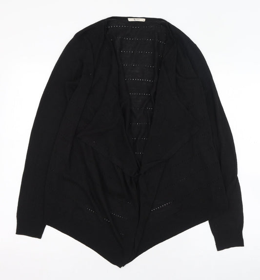 TU Womens Black Round Neck  Polyester Cardigan Jumper Size 10