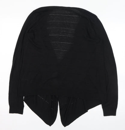 TU Womens Black Round Neck  Polyester Cardigan Jumper Size 10