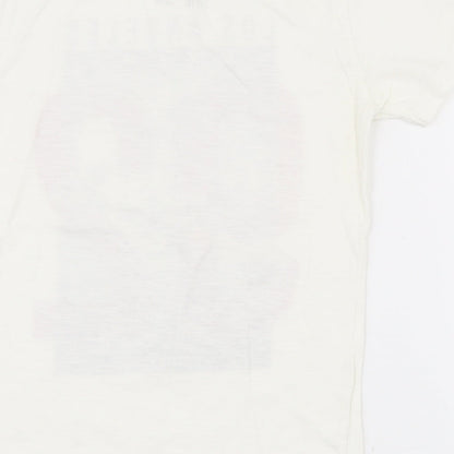Primark Girls White  100% Cotton Pullover T-Shirt Size 7-8 Years Crew Neck Pullover - Aysemmetrical Hem
