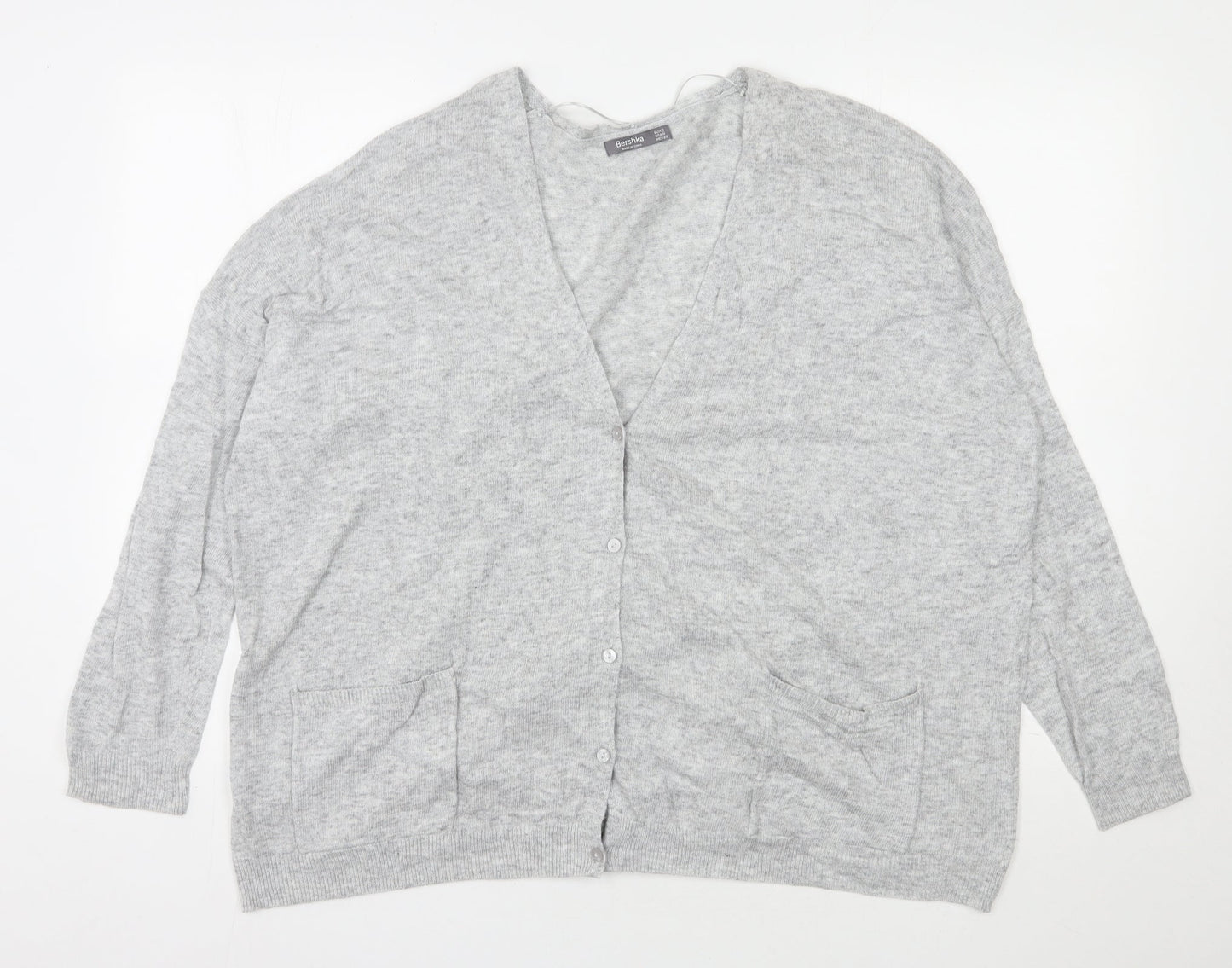 Womens UK Size S Bershka Grey Cardigan Jumper