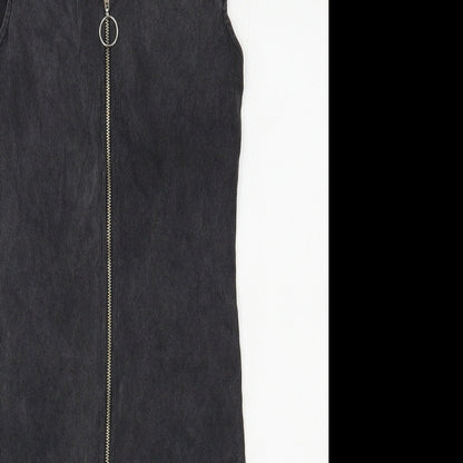 Mango Womens Grey  Polyester Bodycon  Size S  Scoop Neck Zip