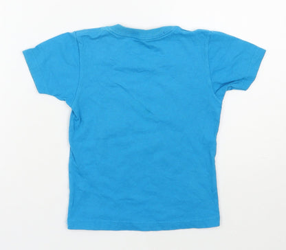 Sun Island  Boys Blue  100% Cotton Basic T-Shirt Size 2 Years Round Neck Pullover - Jamaica