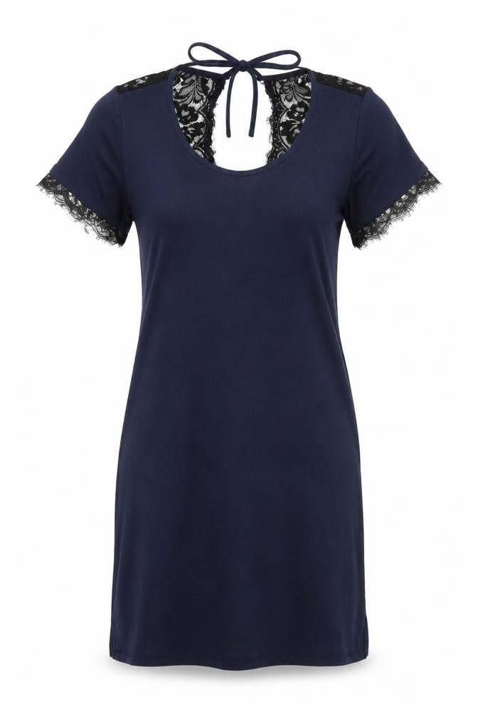 Front view of Next women’s black polyester dress, size UK 6, tie
