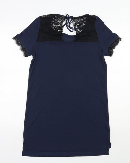 Back view of Next women’s black polyester dress, size UK 6, tie